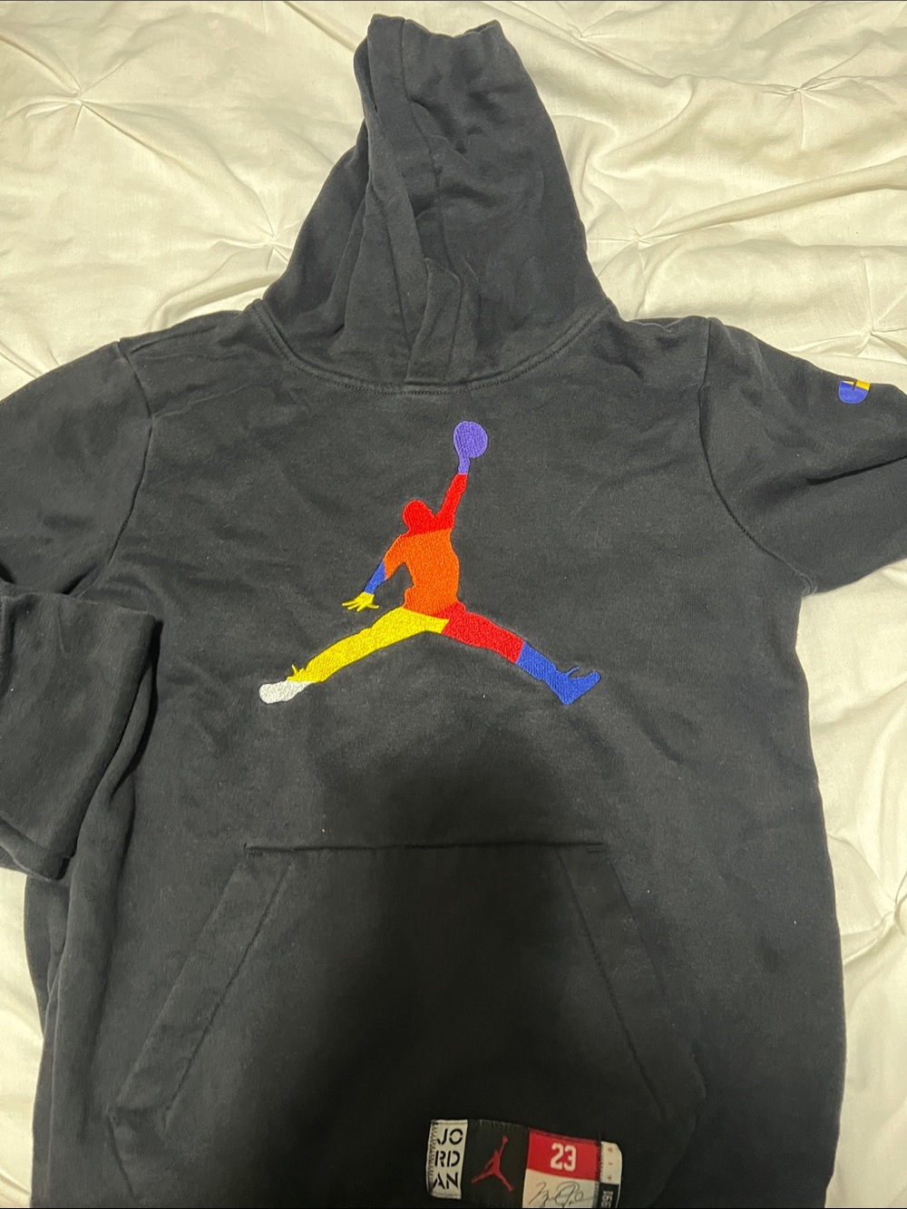 Jordan Kids Black Hoodie with Multicolor Jumpman Logo